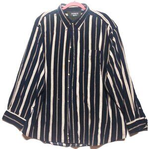 Trader Bay Shirt Micro-Corduroy 3XL Button-Down blue cream stripes Long Sleeve